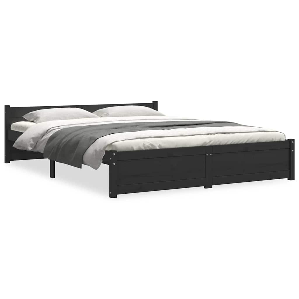 Estructura de cama sin colchón madera maciza negro 140x190 cm v9738 - Vetonek