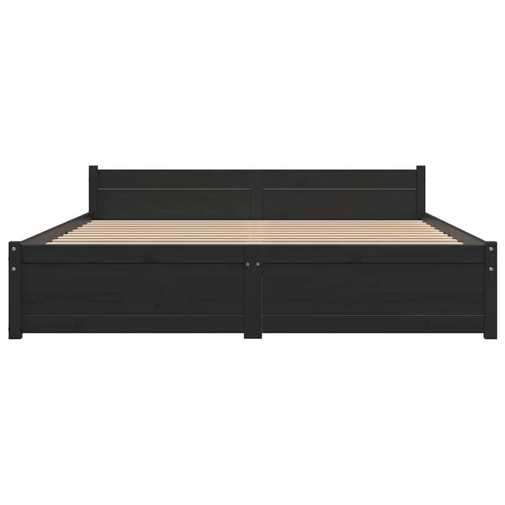 Estructura de cama sin colchón madera maciza negro 140x190 cm v9738 - Vetonek