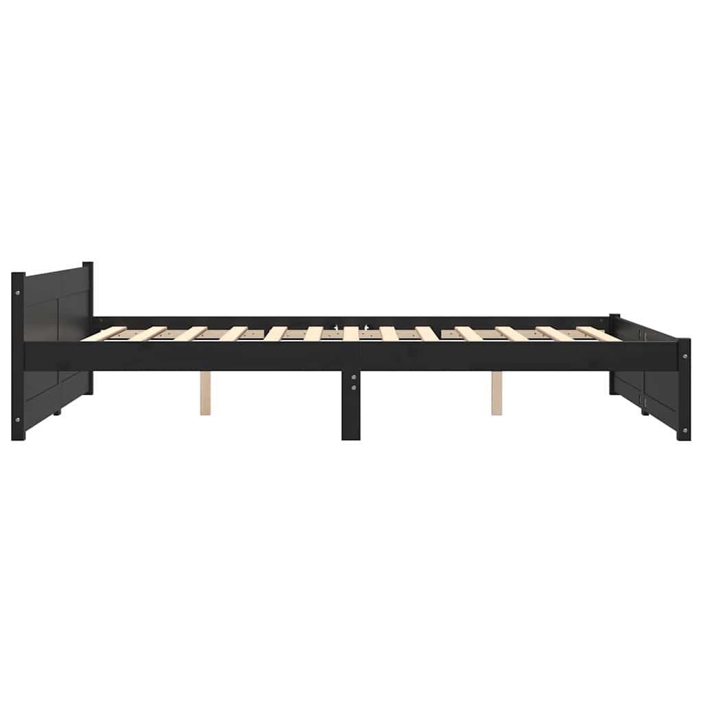 Estructura de cama sin colchón madera maciza negro 140x190 cm v9738 - Vetonek