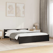 Estructura de cama sin colchón madera maciza negro 140x190 cm v9738 Vetonek
