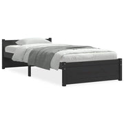 Vetonek Estructura de cama sin colchón madera maciza negro 90x200 cm