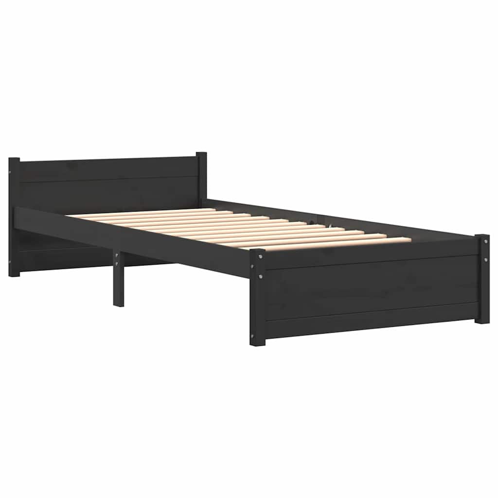 Estructura de cama sin colchón madera maciza negro 90x200 cm v9783 - Vetonek