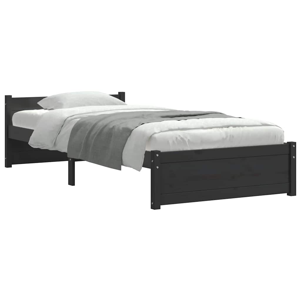 Estructura de cama sin colchón madera maciza negro 90x200 cm v9783 - Vetonek
