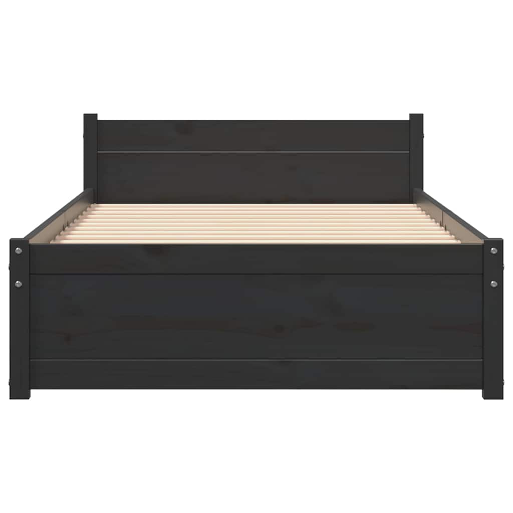 Estructura de cama sin colchón madera maciza negro 90x200 cm v9783 - Vetonek