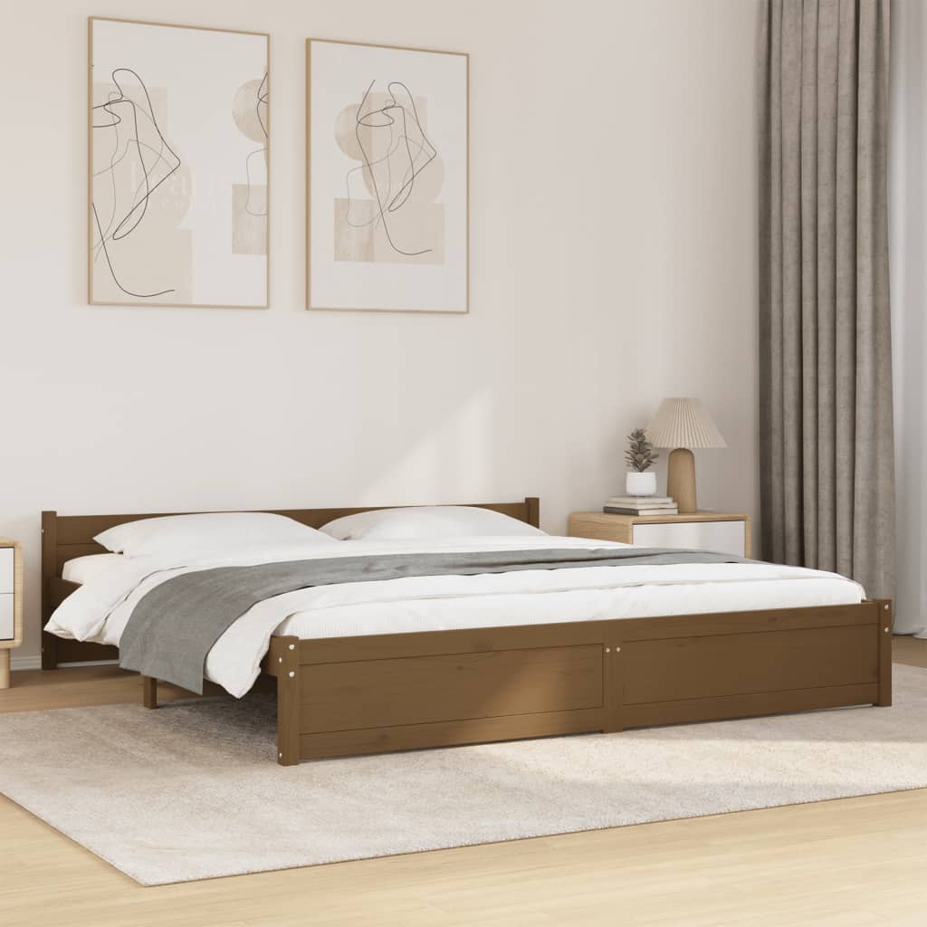 Vetonek Estructura cama madera maciza marrón miel Super King 180x200 cm