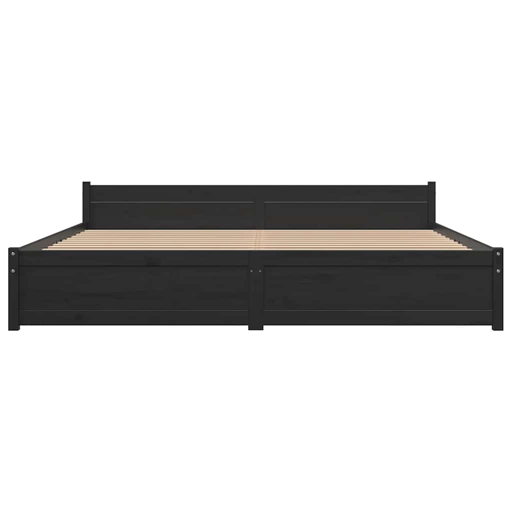 Estructura de cama sin colchón madera maciza negro 180x200 cm v0082 - Vetonek