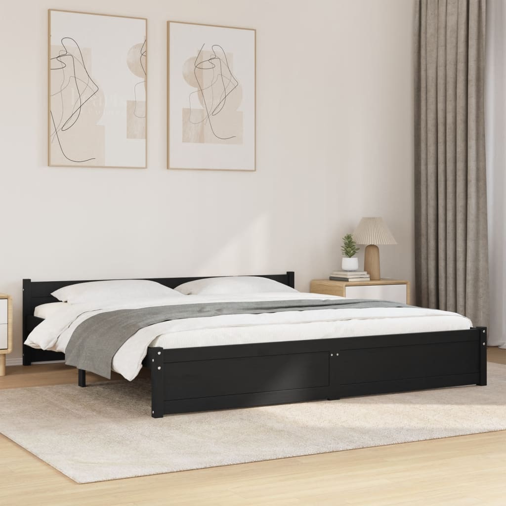 Estructura de cama sin colchón madera maciza negro 180x200 cm v0082 Vetonek