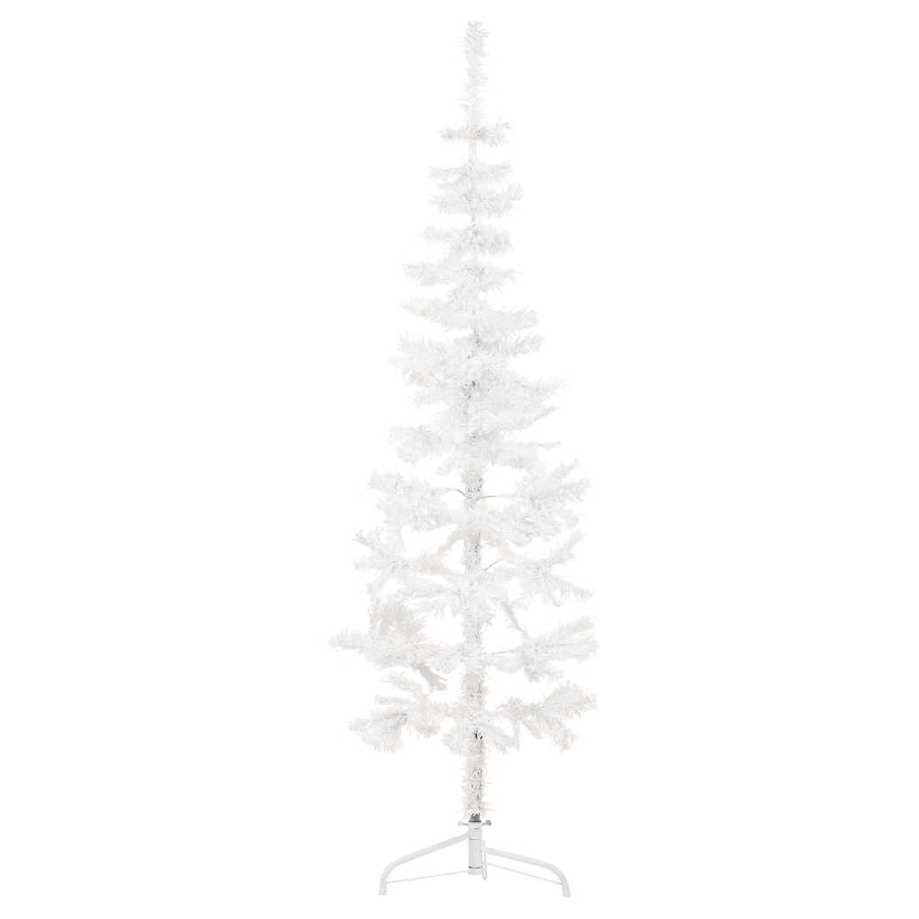 Vetonek Medio árbol de Navidad artificial con soporte blanco 180 cm