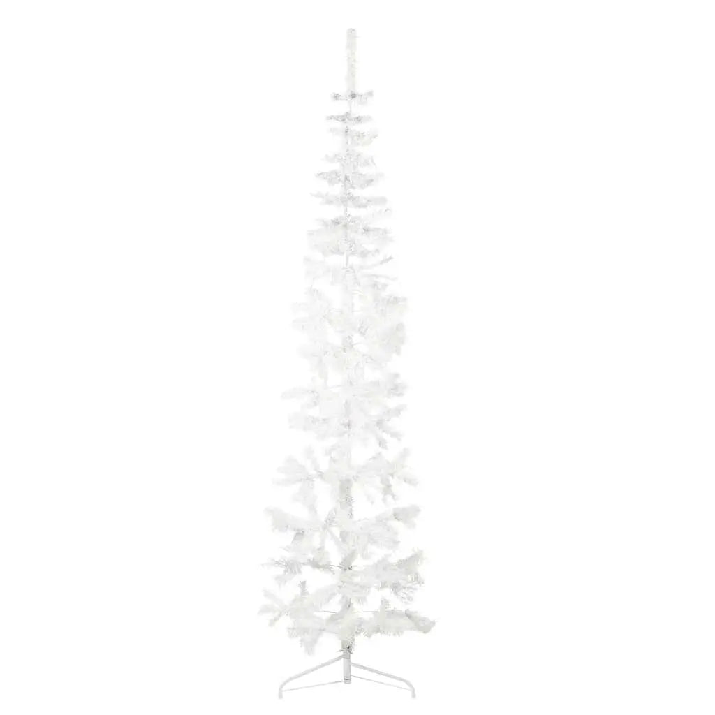 Vetonek Medio árbol de Navidad artificial con soporte blanco 210 cm