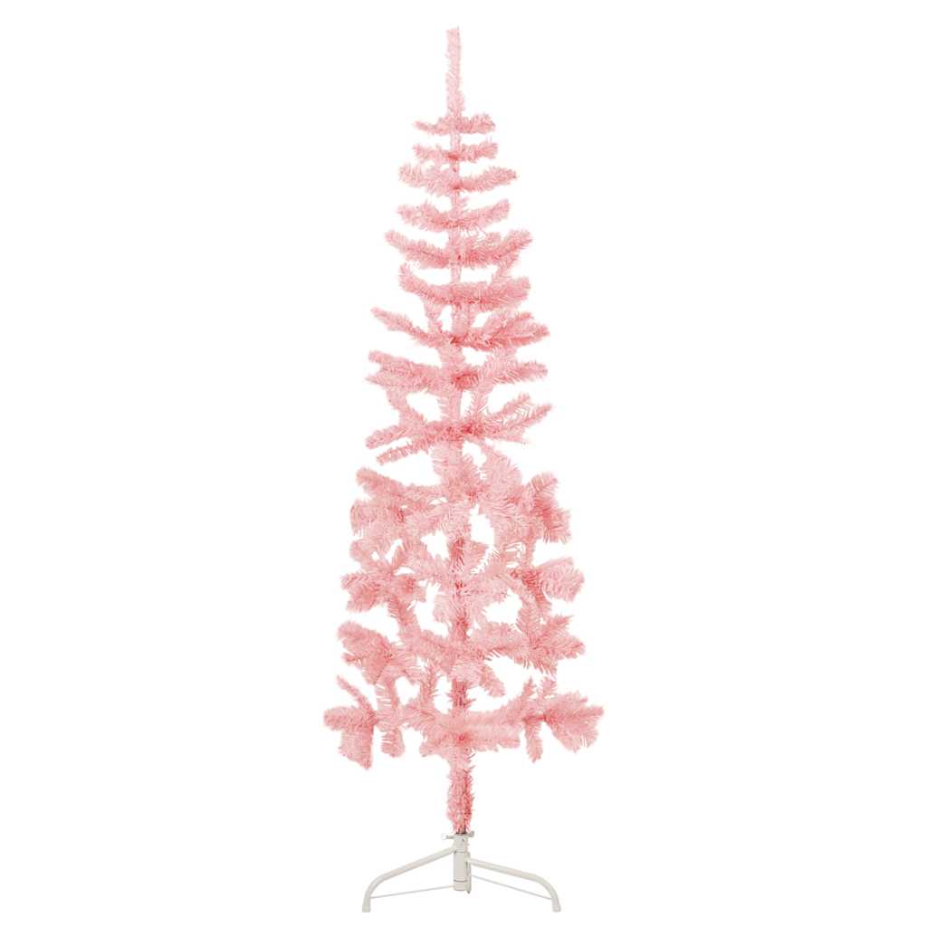 Vetonek Medio árbol de Navidad artificial con soporte rosa 120 cm