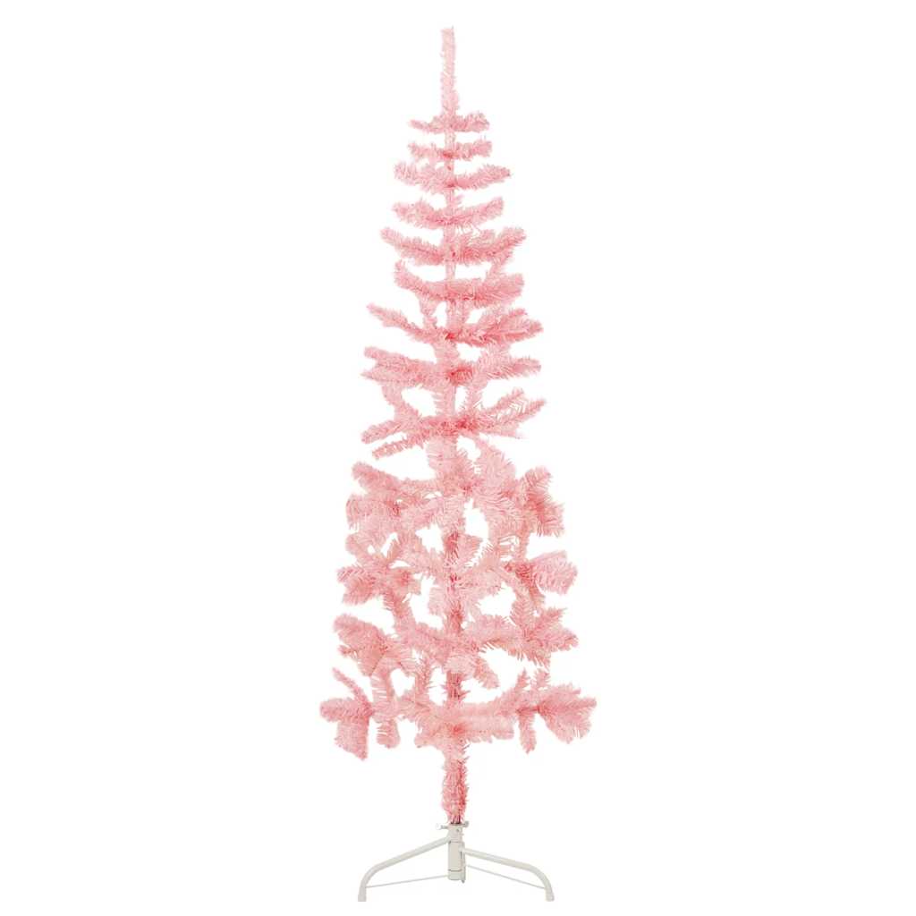 Vetonek Medio árbol de Navidad artificial con soporte rosa 180 cm