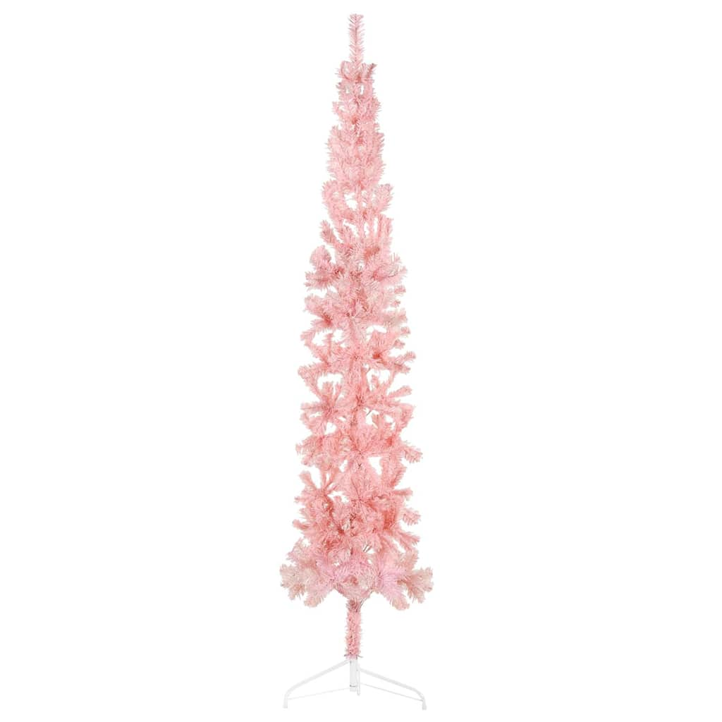 Vetonek Medio árbol de Navidad artificial con soporte rosa 210 cm