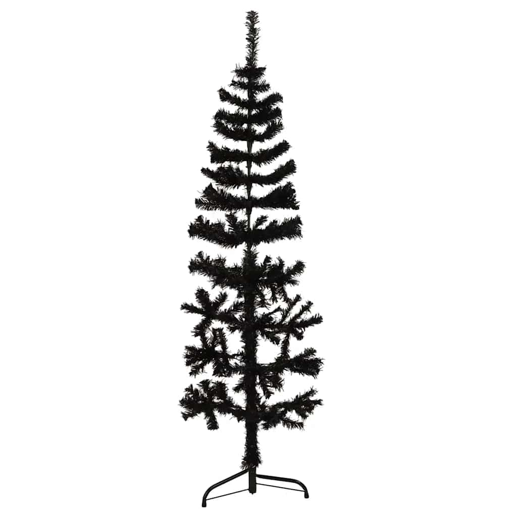 Vetonek Medio árbol de Navidad artificial con soporte negro 120 cm