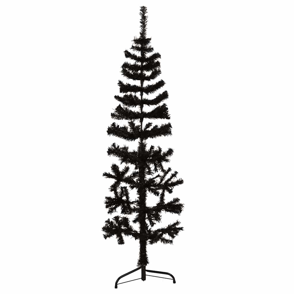 Vetonek Medio árbol de Navidad artificial con soporte negro 150 cm