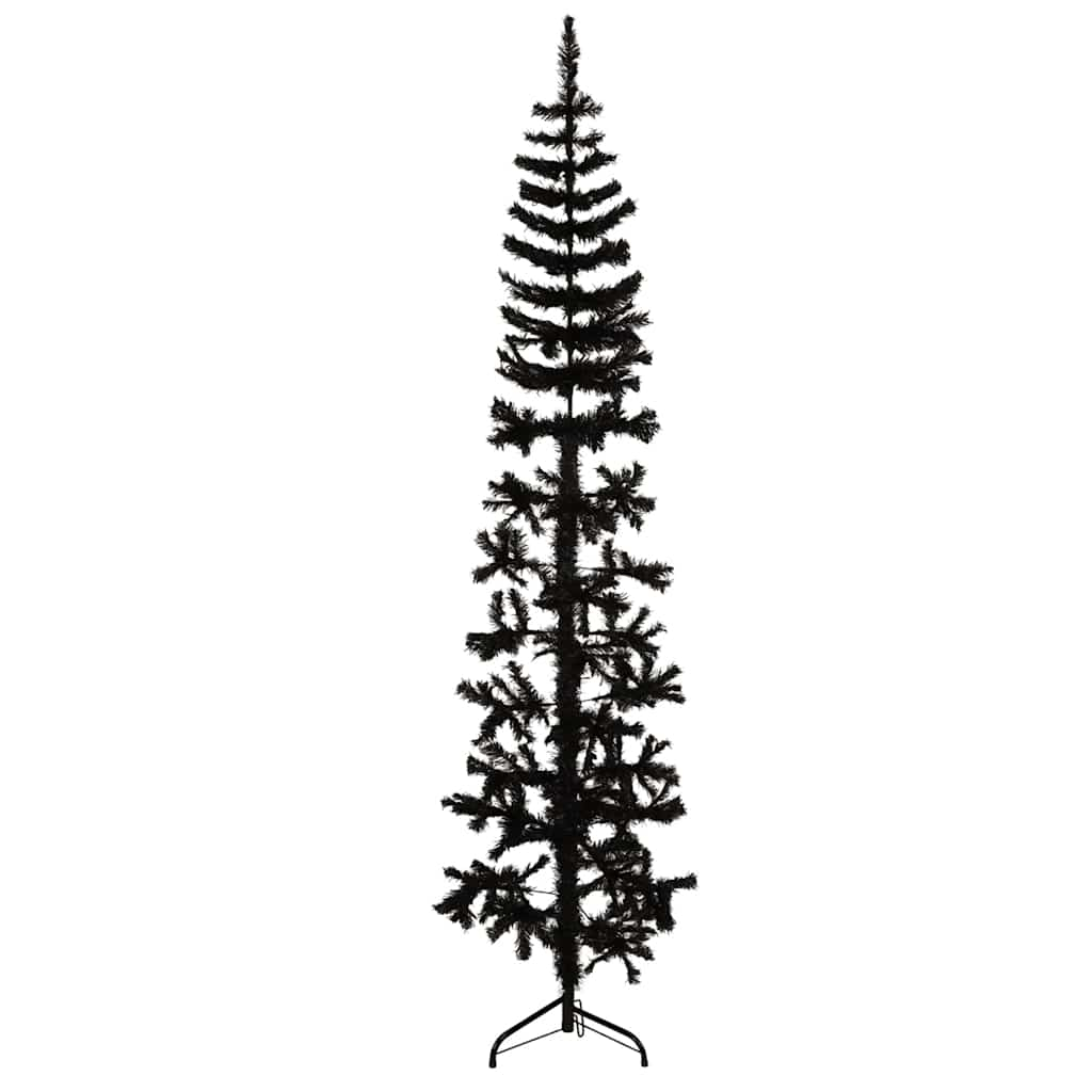 Vetonek Medio árbol de Navidad artificial con soporte negro 180 cm