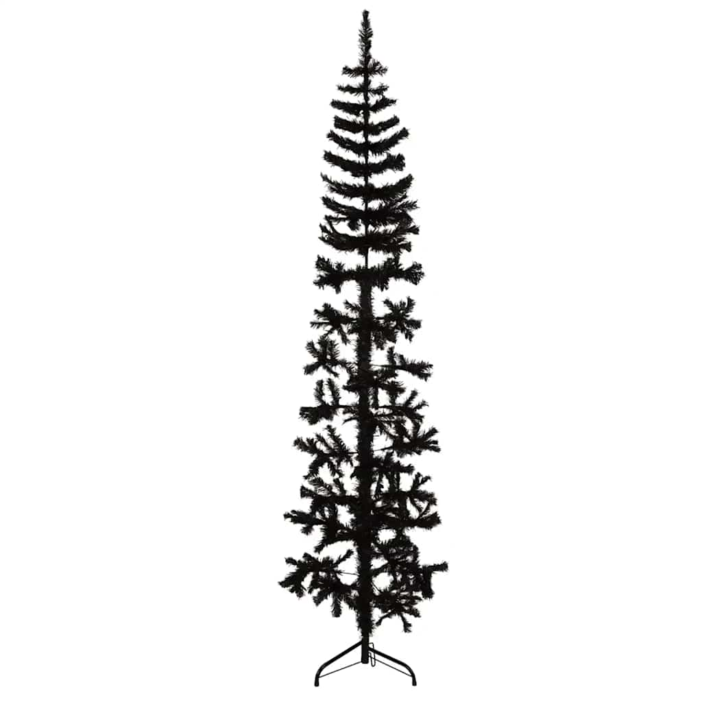 Vetonek Medio árbol de Navidad artificial con soporte negro 240 cm