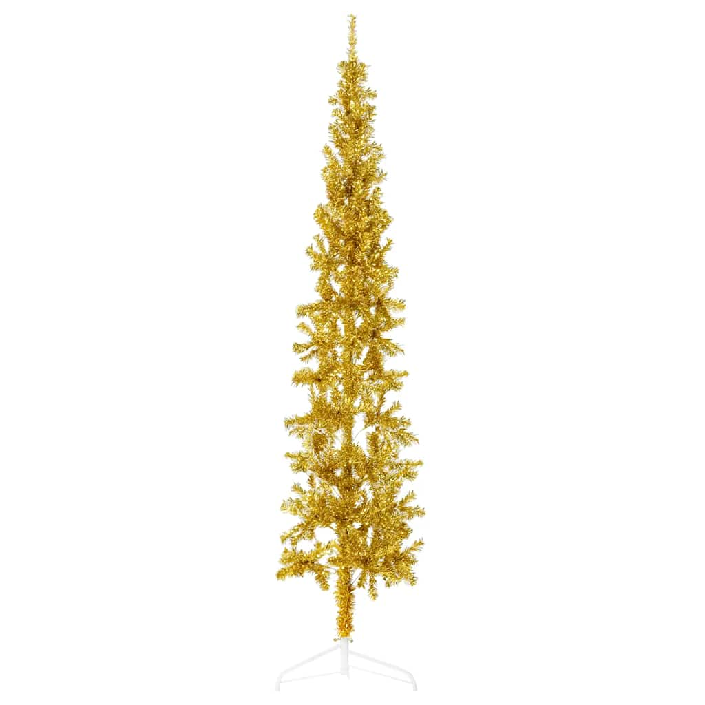 Vetonek Medio árbol de Navidad artificial con soporte dorado 180 cm