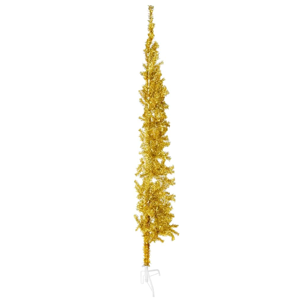 Half artificial Christmas tree with gold support 210 cm