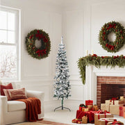 Mitad árbol navidad artificial delgado con nieve 150 cm v1089 Vetonek