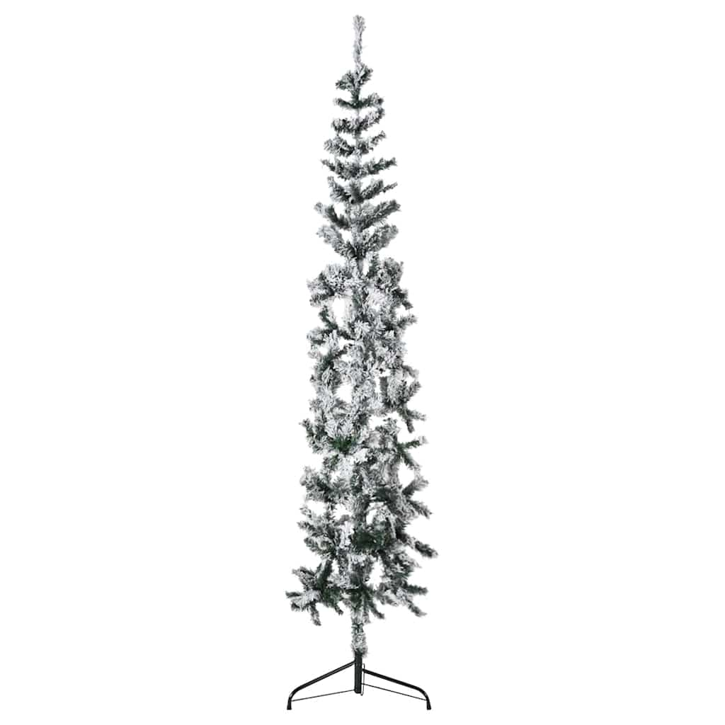 Vetonek Mitad árbol Navidad artificial delgado con nieve 180 cm