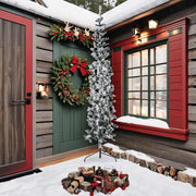 Mitad árbol navidad artificial delgado con nieve 240 cm v1119 Vetonek