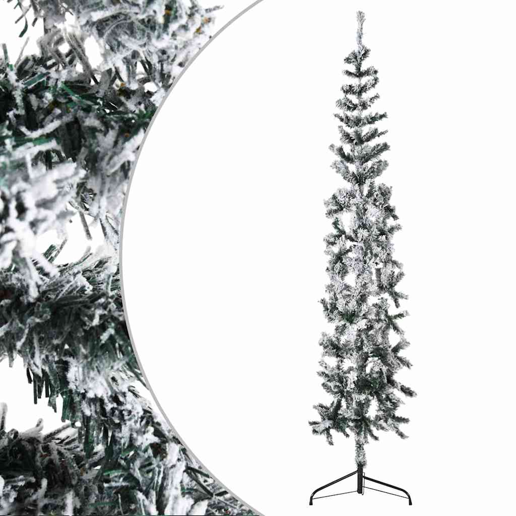 Mitad árbol navidad artificial delgado con nieve 240 cm v1119 Vetonek