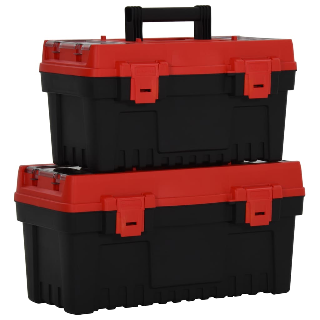 Vetonek Set de cajas de herramientas 2 pzas polipropileno negro y rojo