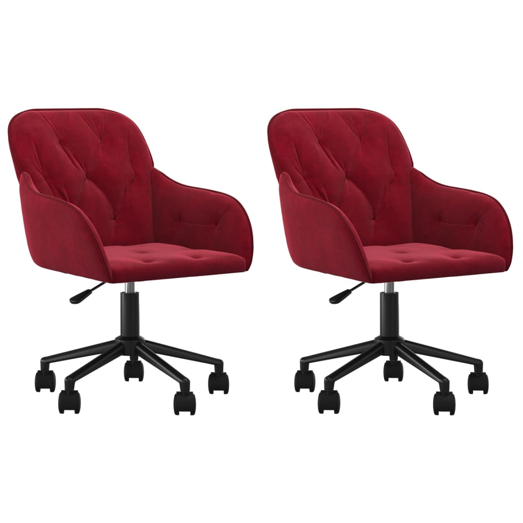 Sillas de comedor giratorias 2 unidades terciopelo rojo tinto V7127 Vetonek
