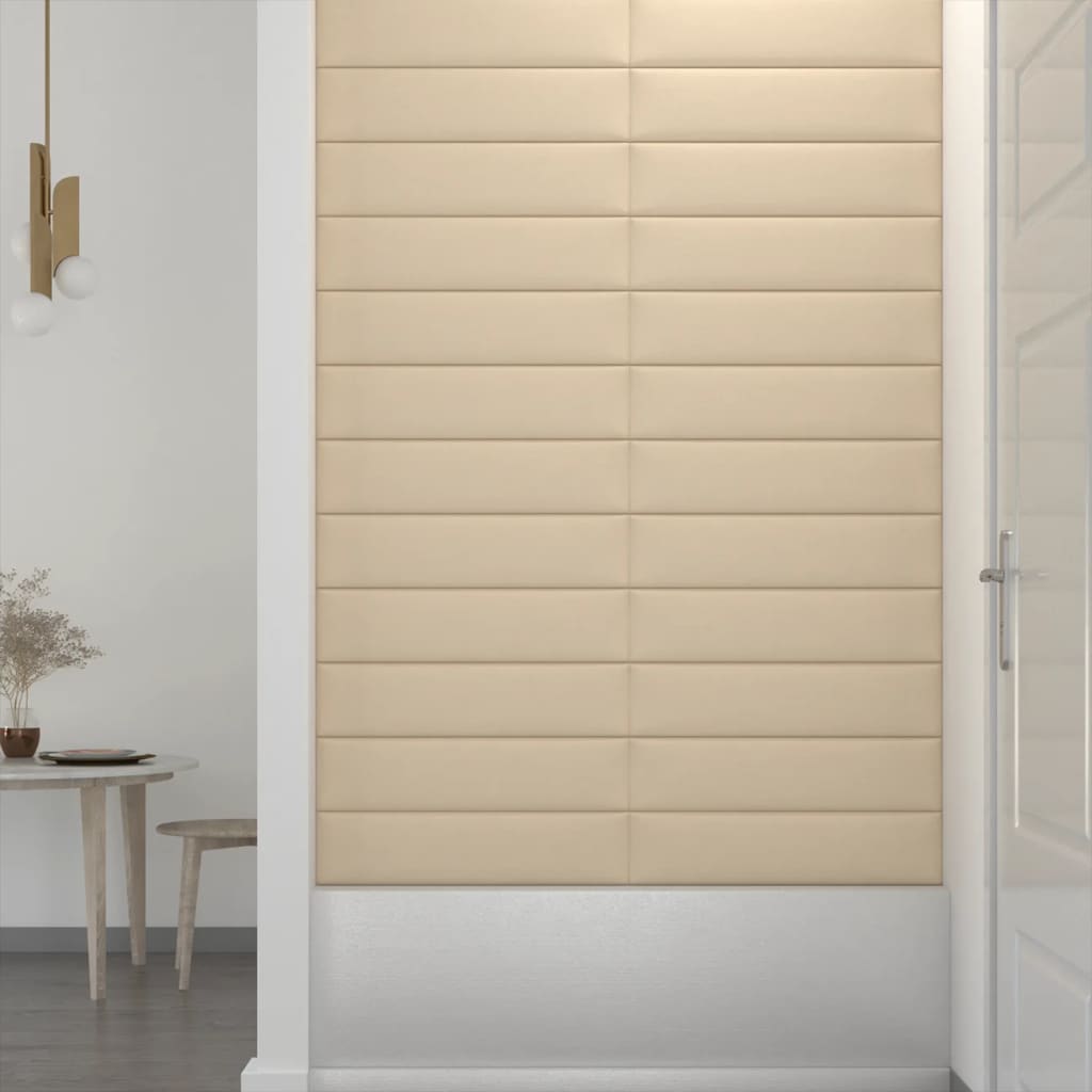 Wall panels 12 UDs Cream Color Fabric 60x15 cm 1.08 m² v16