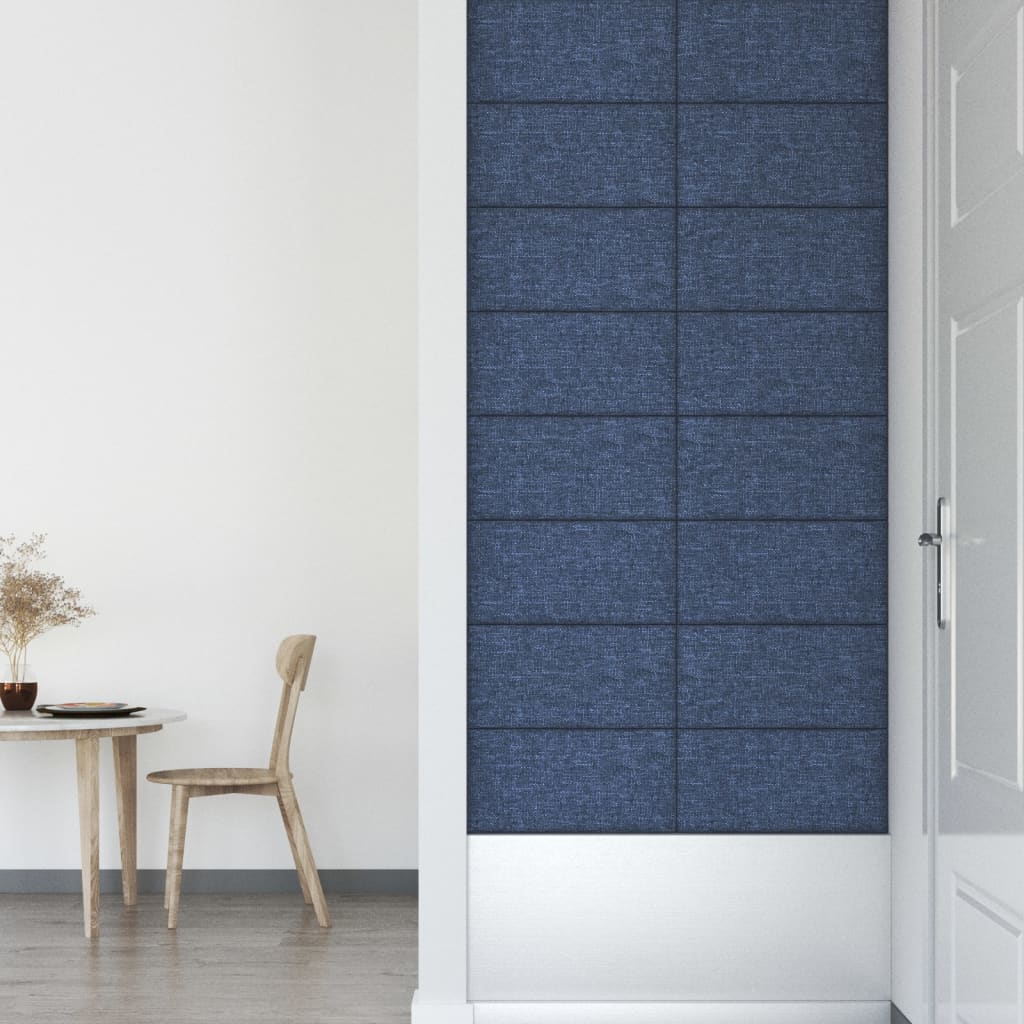 Paneles de pared 12 uds tela azul 60x30 cm 2,16 m² V54