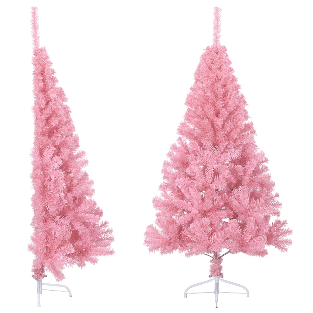 Vetonek Medio árbol de Navidad artificial con soporte PVC rosa 120 cm