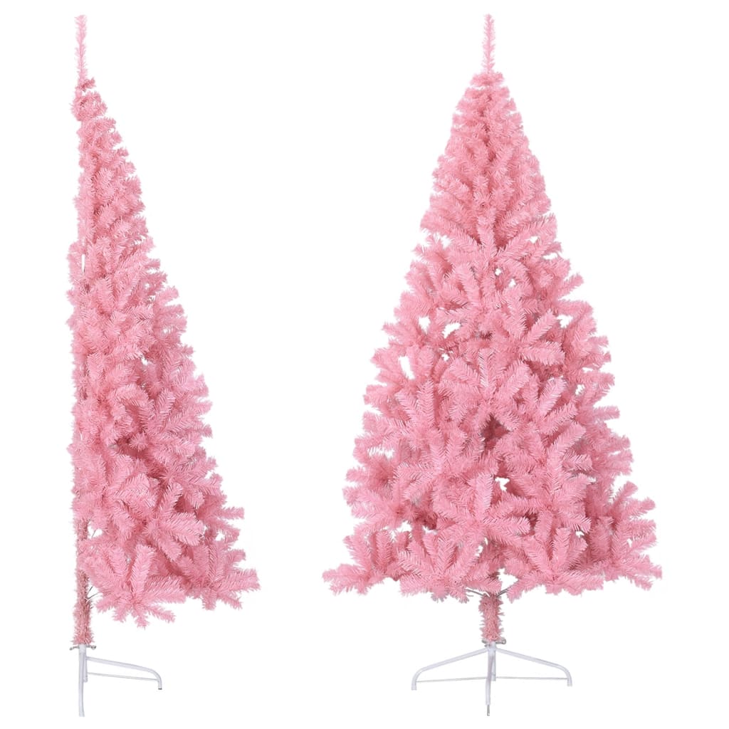 Medio árbol de Navidad artificial con soporte PVC rosa 210 cm V1438 Vetonek