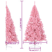Medio árbol de Navidad artificial con soporte PVC rosa 210 cm V1438 Vetonek