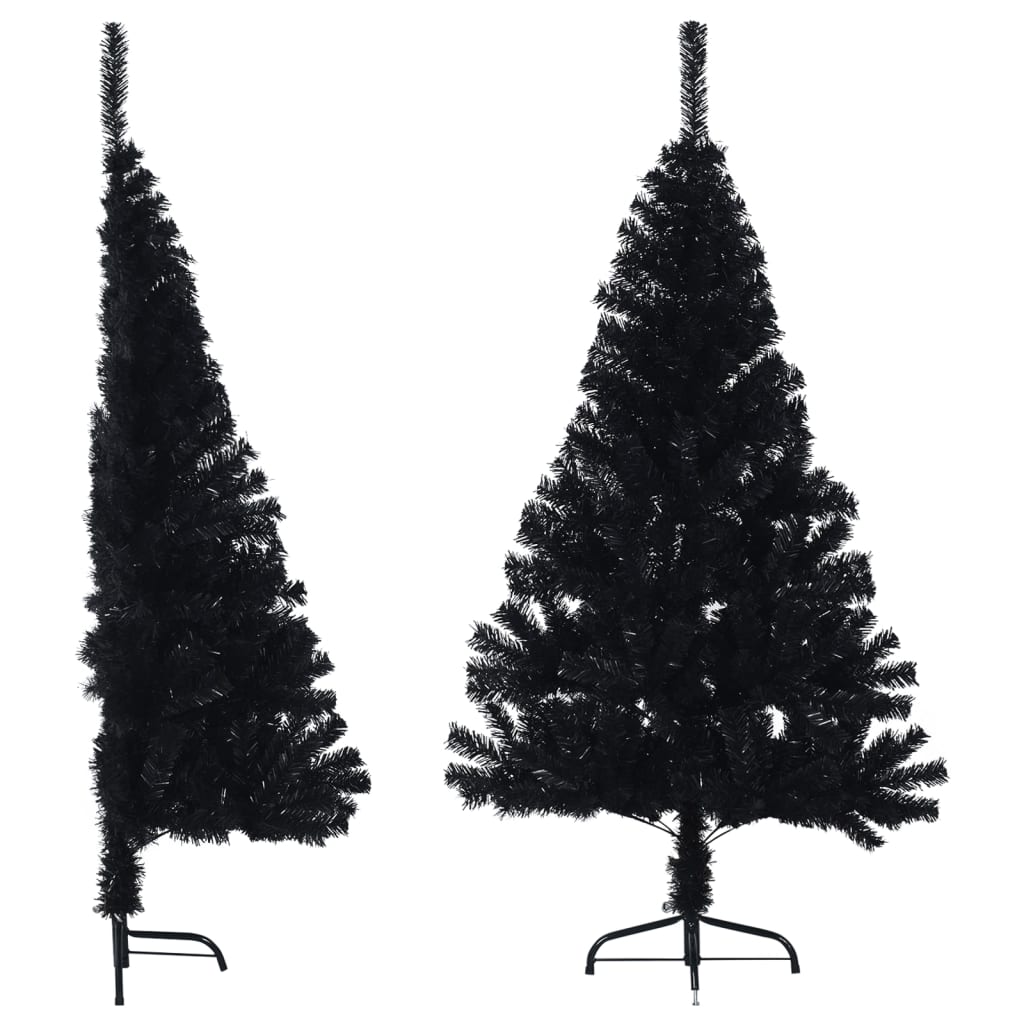 Vetonek Medio árbol de Navidad artificial con soporte PVC negro 120 cm