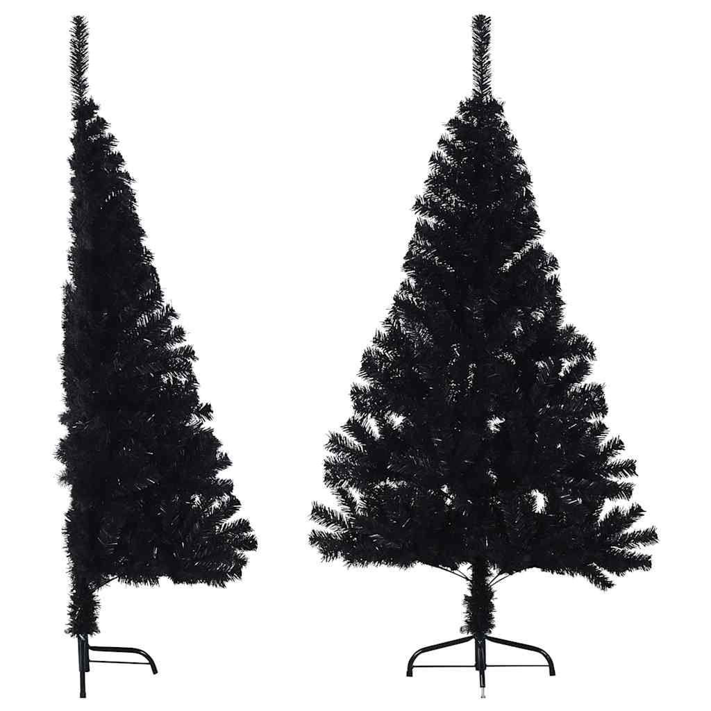 Vetonek Medio árbol de Navidad artificial con soporte PVC negro 150 cm