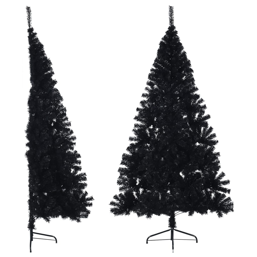 Vetonek Medio árbol de Navidad artificial con soporte PVC negro 180 cm