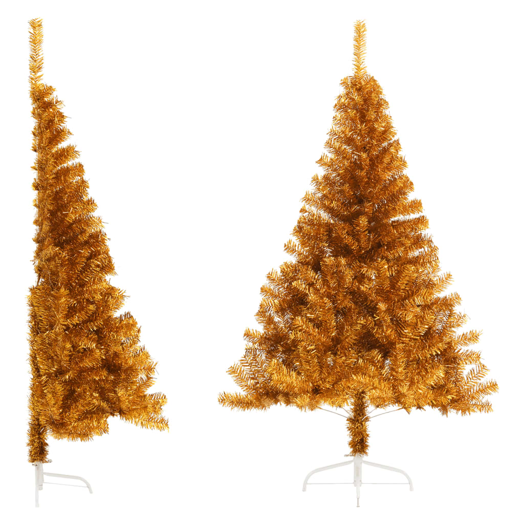 Vetonek Medio árbol de Navidad artificial con soporte PET dorado 150 cm