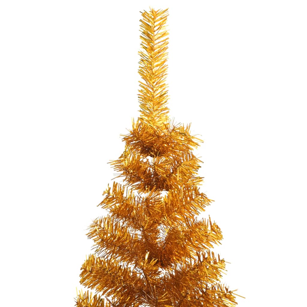 Medio árbol de Navidad artificial con soporte PET dorado 210 cm - Vetonek