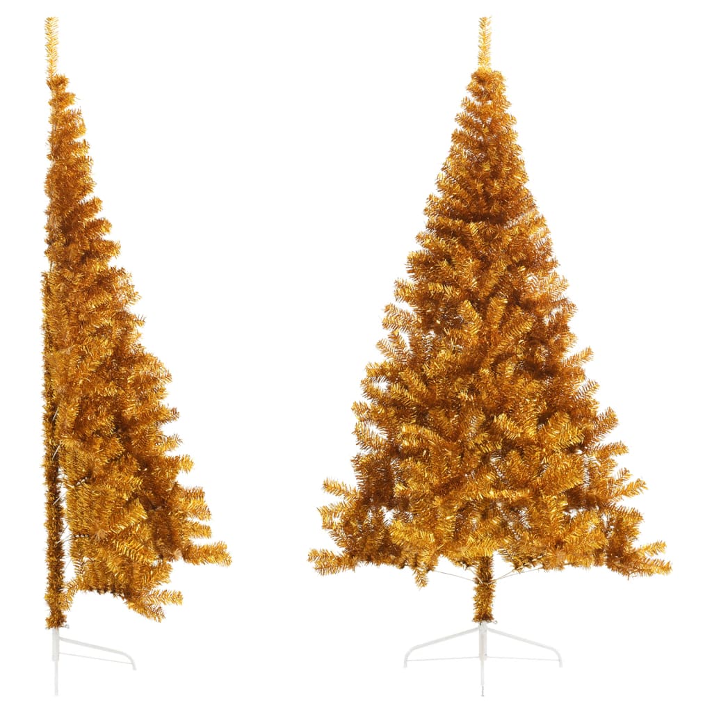 Vetonek Medio árbol de Navidad artificial con soporte PET dorado 240 cm