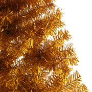Medio árbol de navidad artificial con soporte pet dorado 240 cm v1643 - Vetonek