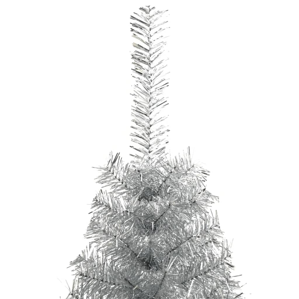 Mi-temps arbre de Noël artificiel avec support en argent pour animaux de compagnie 120 cm V95