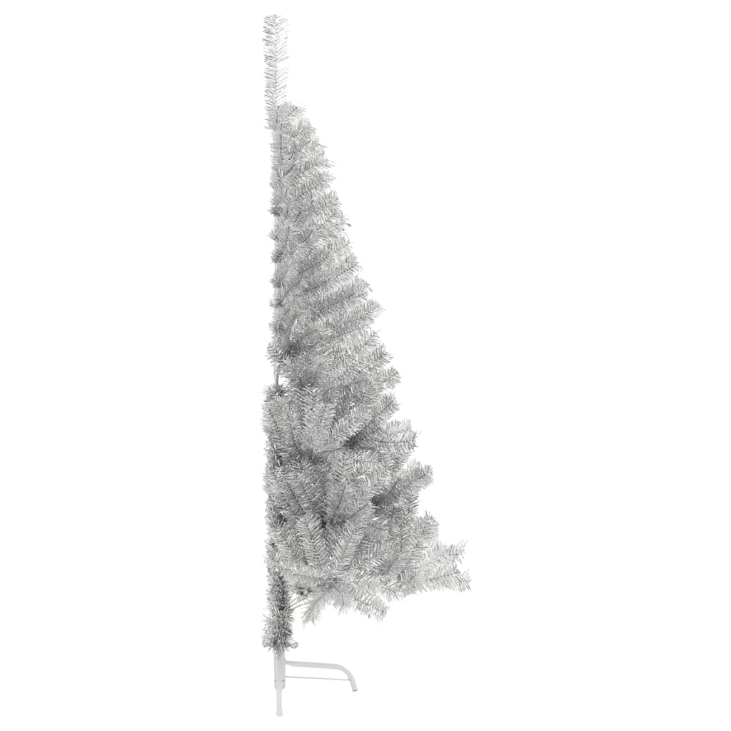 Mi-temps arbre de Noël artificiel avec support d'argent de 150 cm