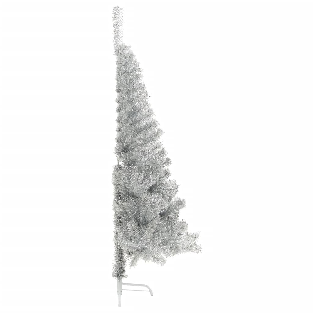 Medio árbol de navidad artificial con soporte pet plata 180 cm v1674 Vetonek