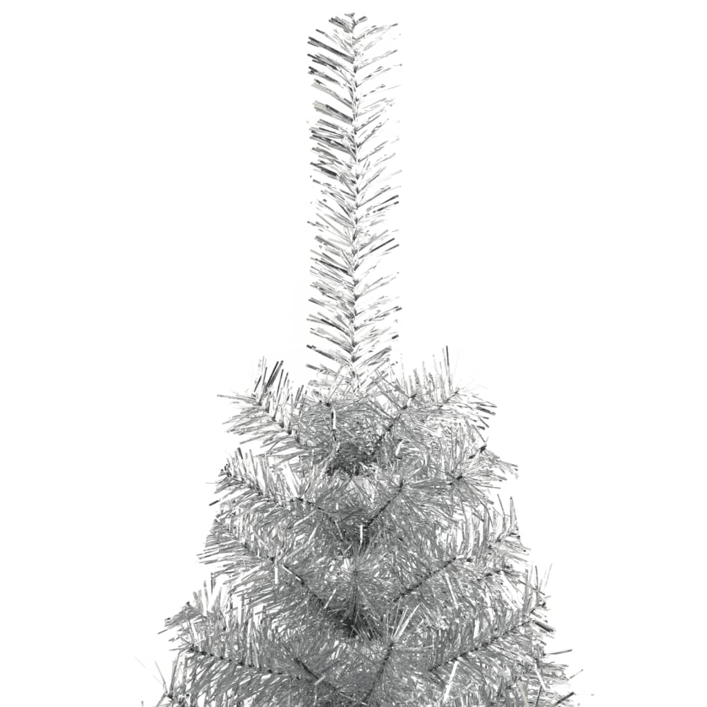 Mi-temps arbre de Noël artificiel avec support de support en argent V97 180 cm