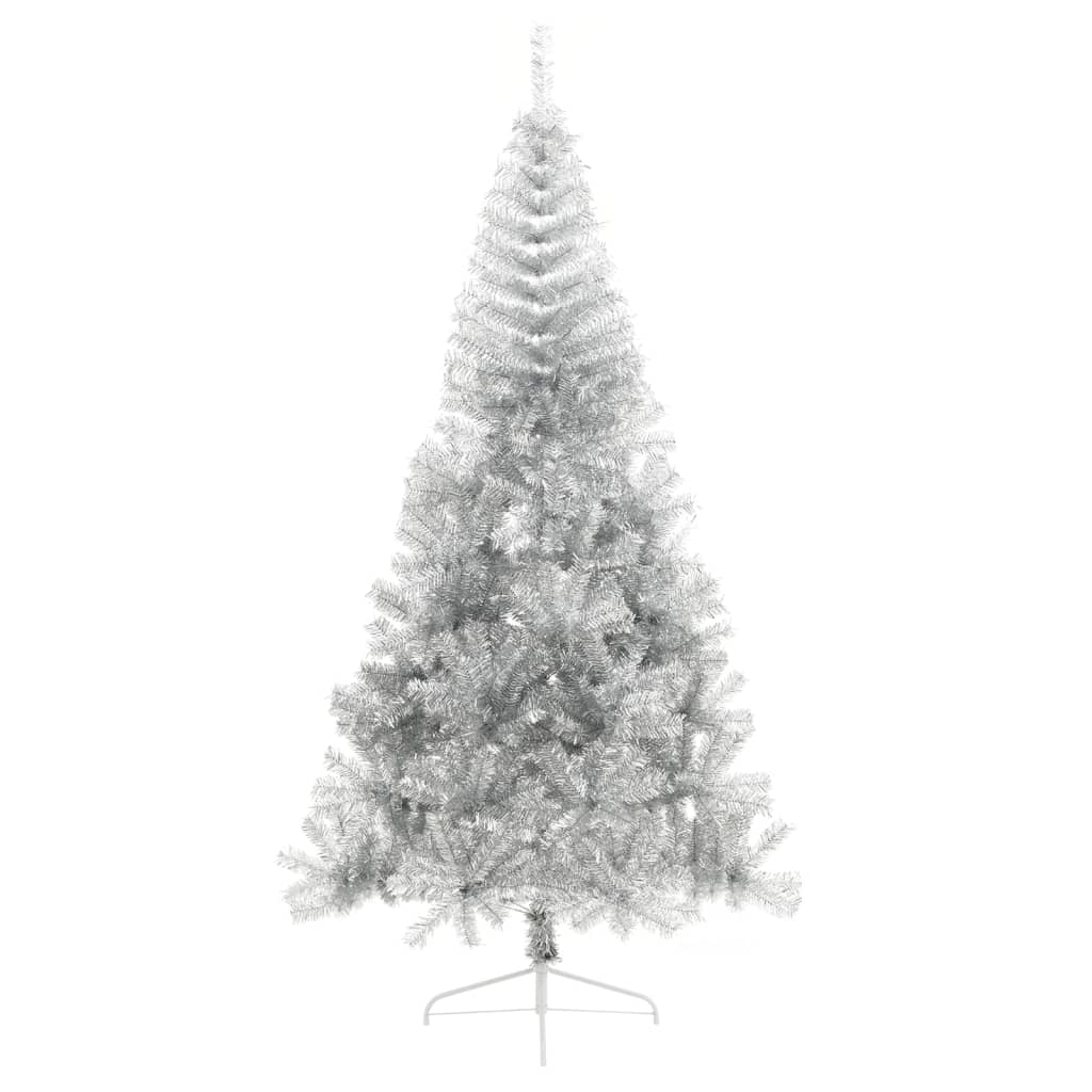 Medio árbol de navidad artificial con soporte pet plata 210 cm v1681 Vetonek
