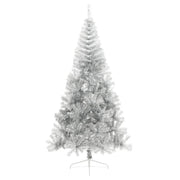 Vetonek Medio árbol de Navidad artificial con soporte PET plata 240 cm