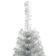 Medio árbol de Navidad artificial con soporte PET plata 240 cm - Vetonek