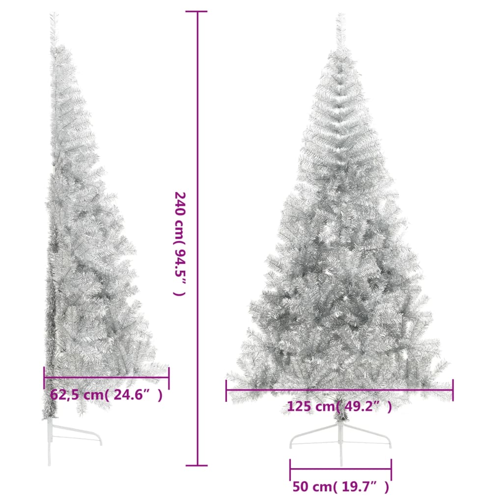 Arbre de Nadal mig artificial amb suport de plata de 240 cm