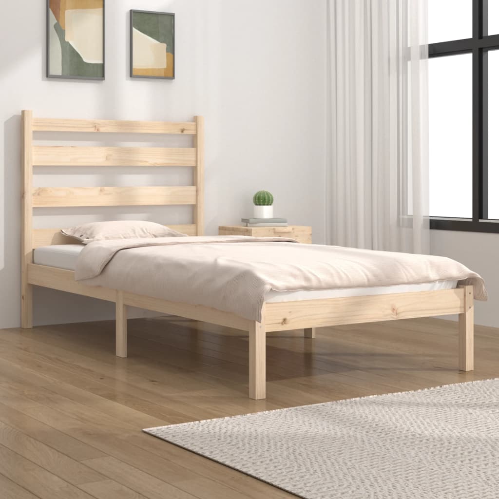 Vetonek Estructura de cama individual sin colchón madera maciza de pino