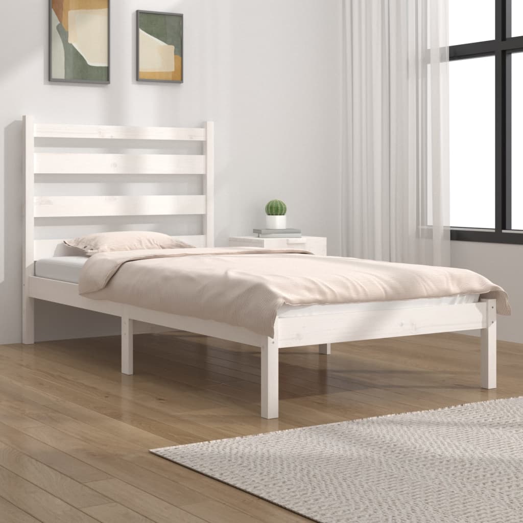 Vetonek Estructura de cama madera maciza de pino blanco 90x200 cm